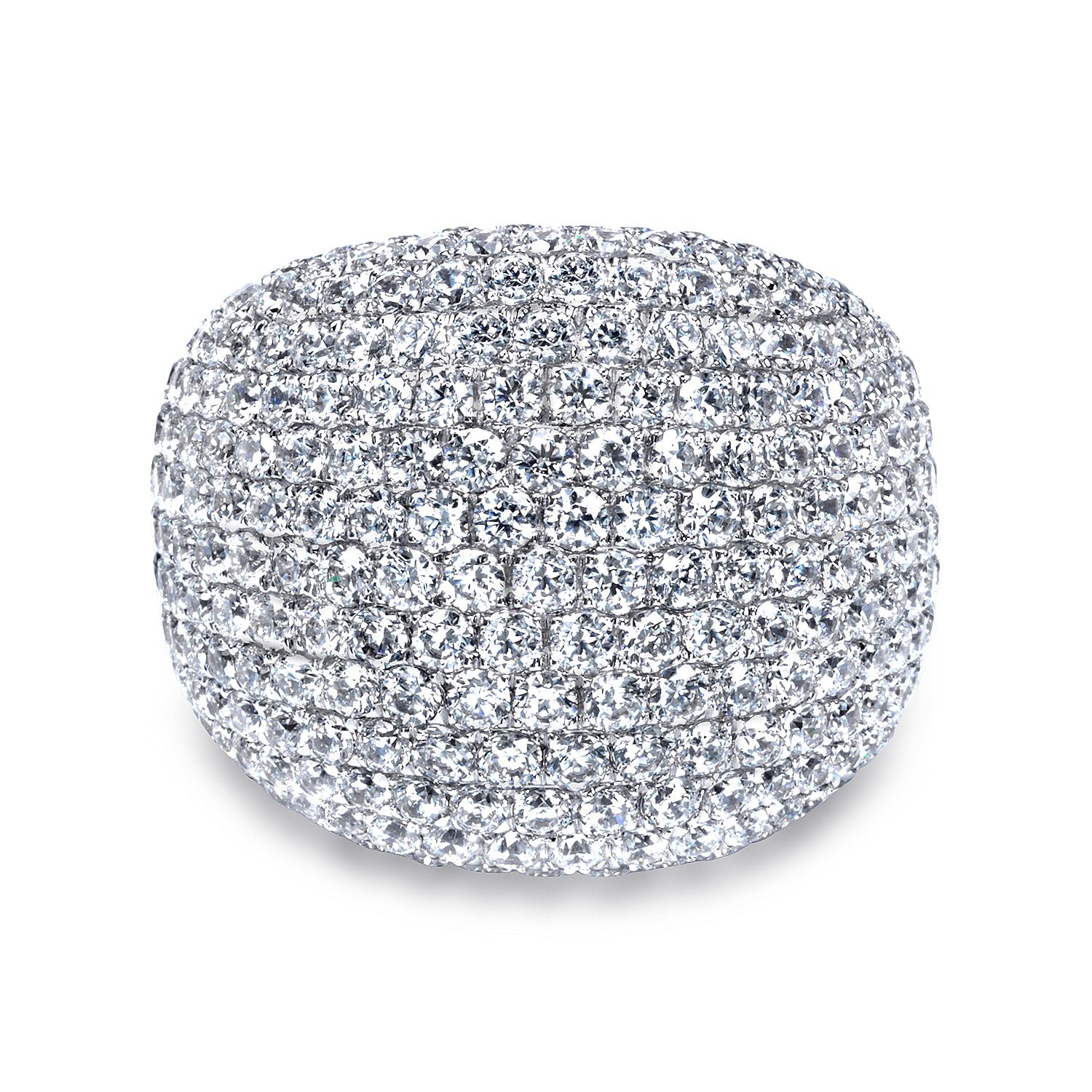 Gabriel - 18K White Gold Wide Diamond Pavé Domed Ring