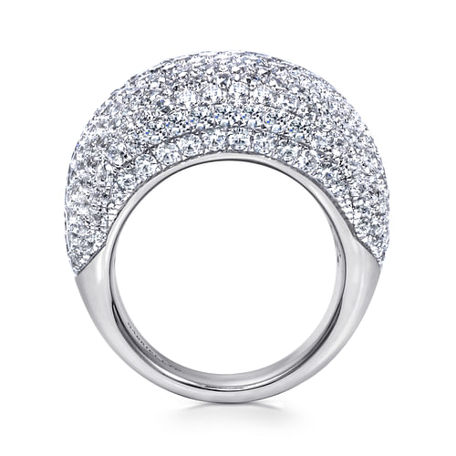 18K White Gold Wide Diamond Pavé Domed Ring