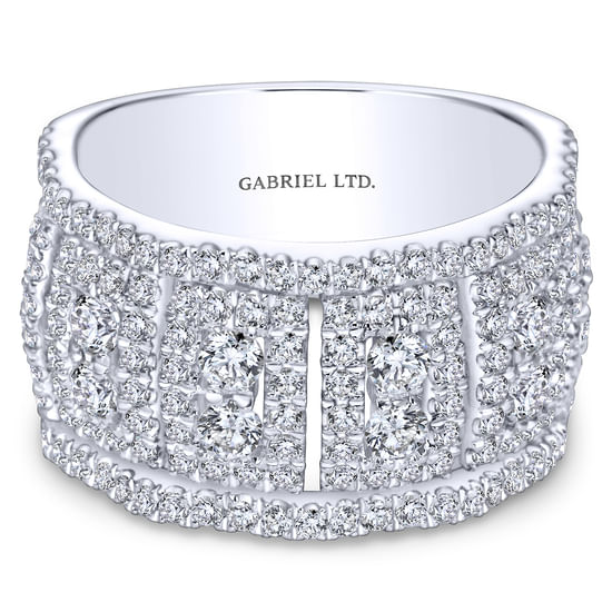 Gabriel - 18K White Gold Wide Diamond Pavé Ring