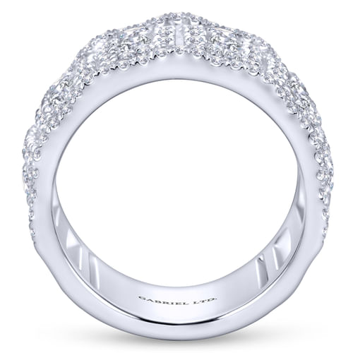 18K White Gold Wide Diamond Pavé Ring