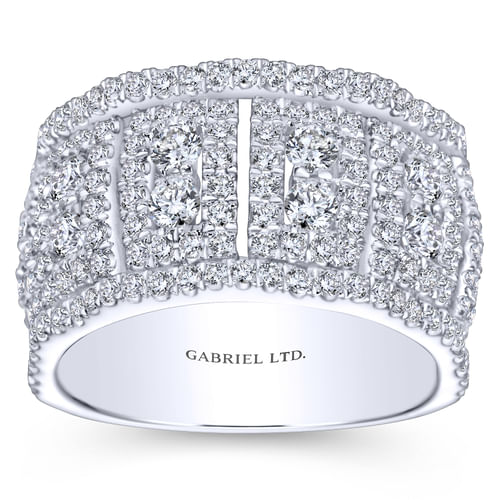 18K White Gold Wide Diamond Pavé Ring
