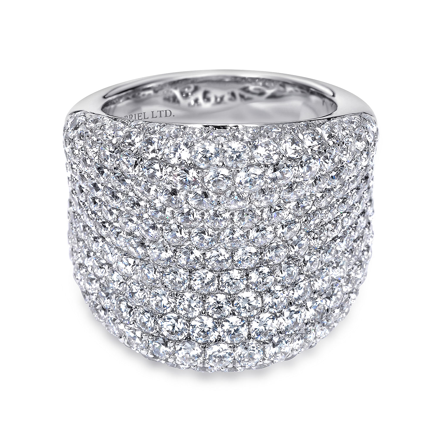 Gabriel - 18K White Gold Wide Diamond Pavé Statement Ring