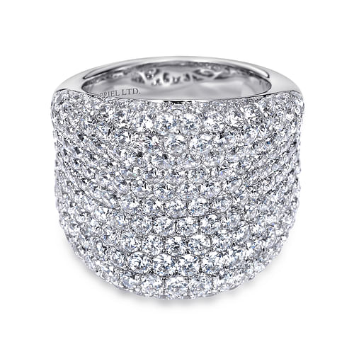 18K White Gold Wide Diamond Pavé Statement Ring