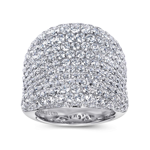 18K White Gold Wide Diamond Pavé Statement Ring