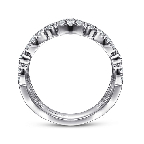 18K White Gold Wide Multi Row Diamond Ring