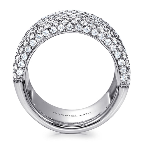 18K White Gold Wide Multi Row Diamond Ring