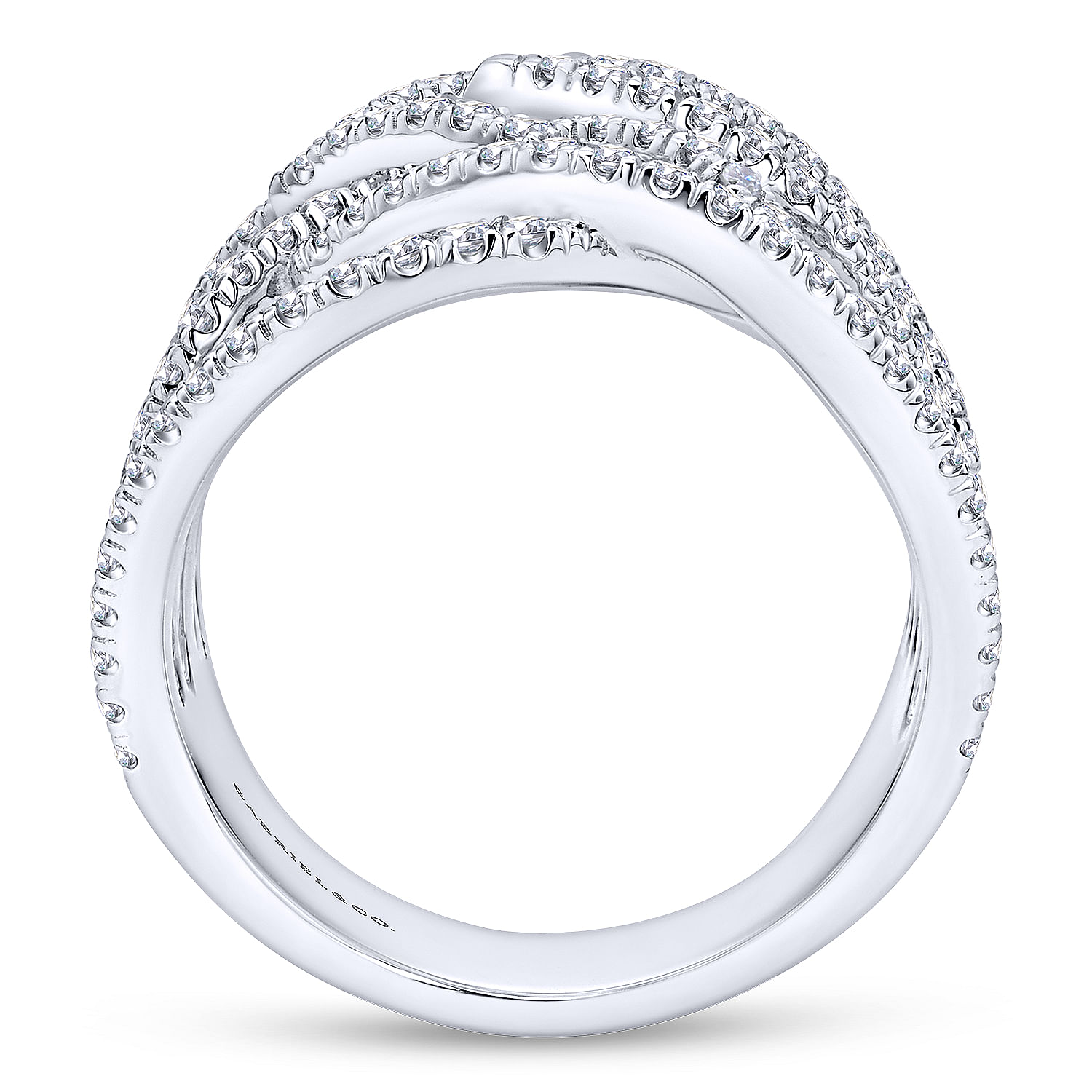 18K White Gold Wide Multi Row Diamond Wide Band Ring