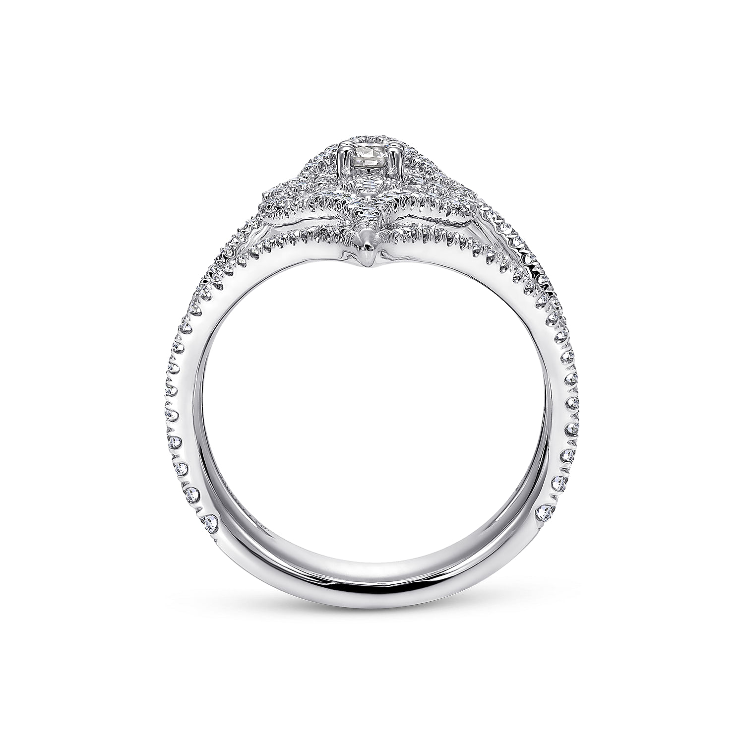 18K White Gold Wide Open Floral Diamond Statement Ring
