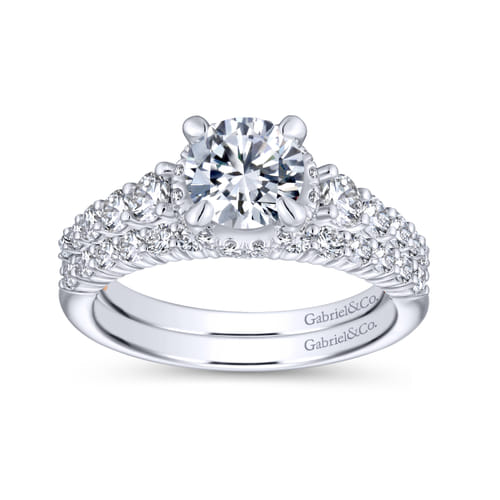 18K White-Rose Gold Hidden Halo Round Diamond Engagement Ring