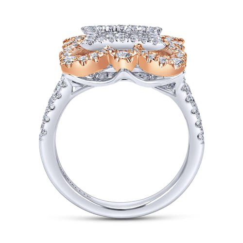 18K White-Rose Gold Intricate Square Diamond Pavé Statement Ring 18K White-Rose Gold Intricate Square Diamond Pavé Statement Ring