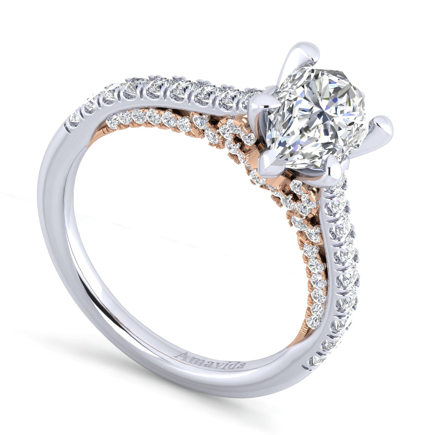 18K White-Rose Gold Pear Shape Diamond Engagement Ring