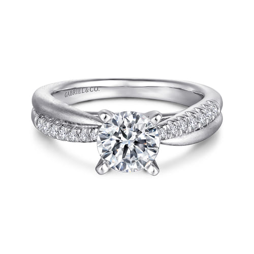18K White-Rose Gold Round Diamond Criss Cross Engagement Ring 18K White-Rose Gold Round Diamond Criss Cross Engagement Ring
