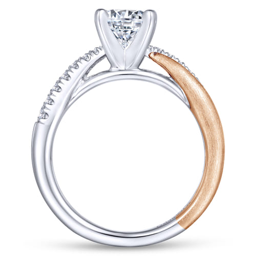 18K White-Rose Gold Round Diamond Criss Cross Engagement Ring 18K White-Rose Gold Round Diamond Criss Cross Engagement Ring