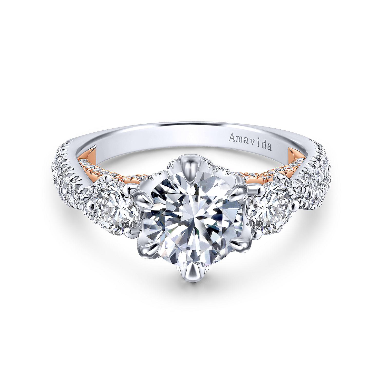 Gabriel - 18K White-Rose Gold Round Diamond Engagement Ring
