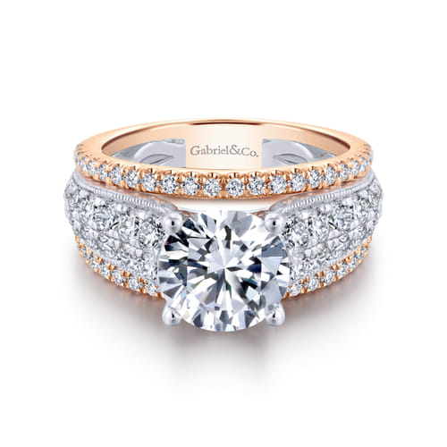 18K White-Rose Gold Round Diamond Engagement Ring 18K White-Rose Gold Round Diamond Engagement Ring