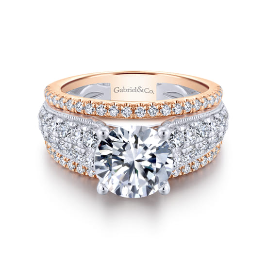 Gabriel - 18K White-Rose Gold Round Diamond Engagement Ring