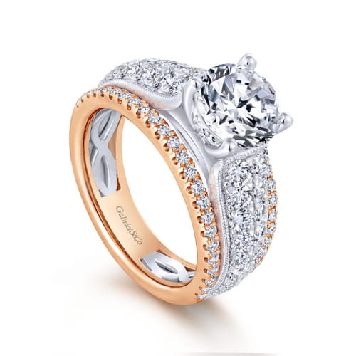 18K White-Rose Gold Round Diamond Engagement Ring 18K White-Rose Gold Round Diamond Engagement Ring