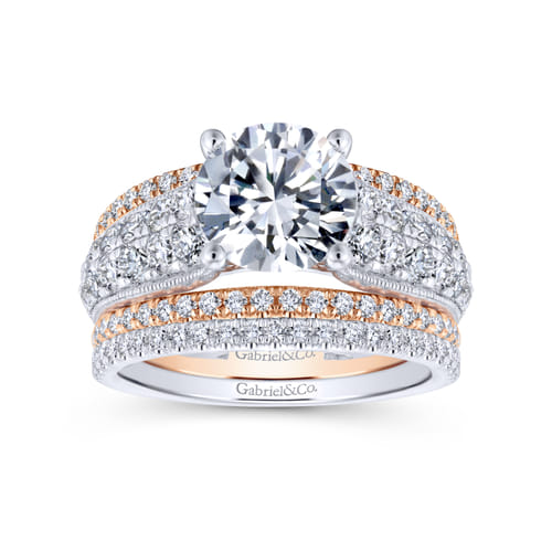 18K White-Rose Gold Round Diamond Engagement Ring 18K White-Rose Gold Round Diamond Engagement Ring