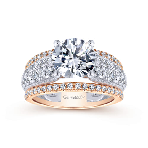 18K White-Rose Gold Round Diamond Engagement Ring 18K White-Rose Gold Round Diamond Engagement Ring