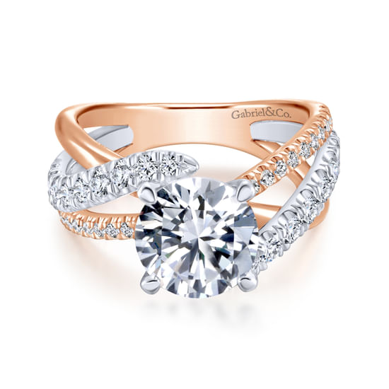 Gabriel - 18K White-Rose Gold Round Diamond Free Form Engagement Ring