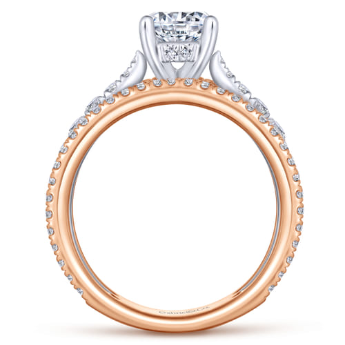 18K White-Rose Gold Round Diamond Split Shank Engagement Ring