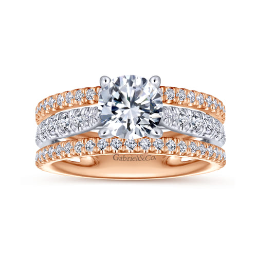 18K White-Rose Gold Round Diamond Split Shank Engagement Ring