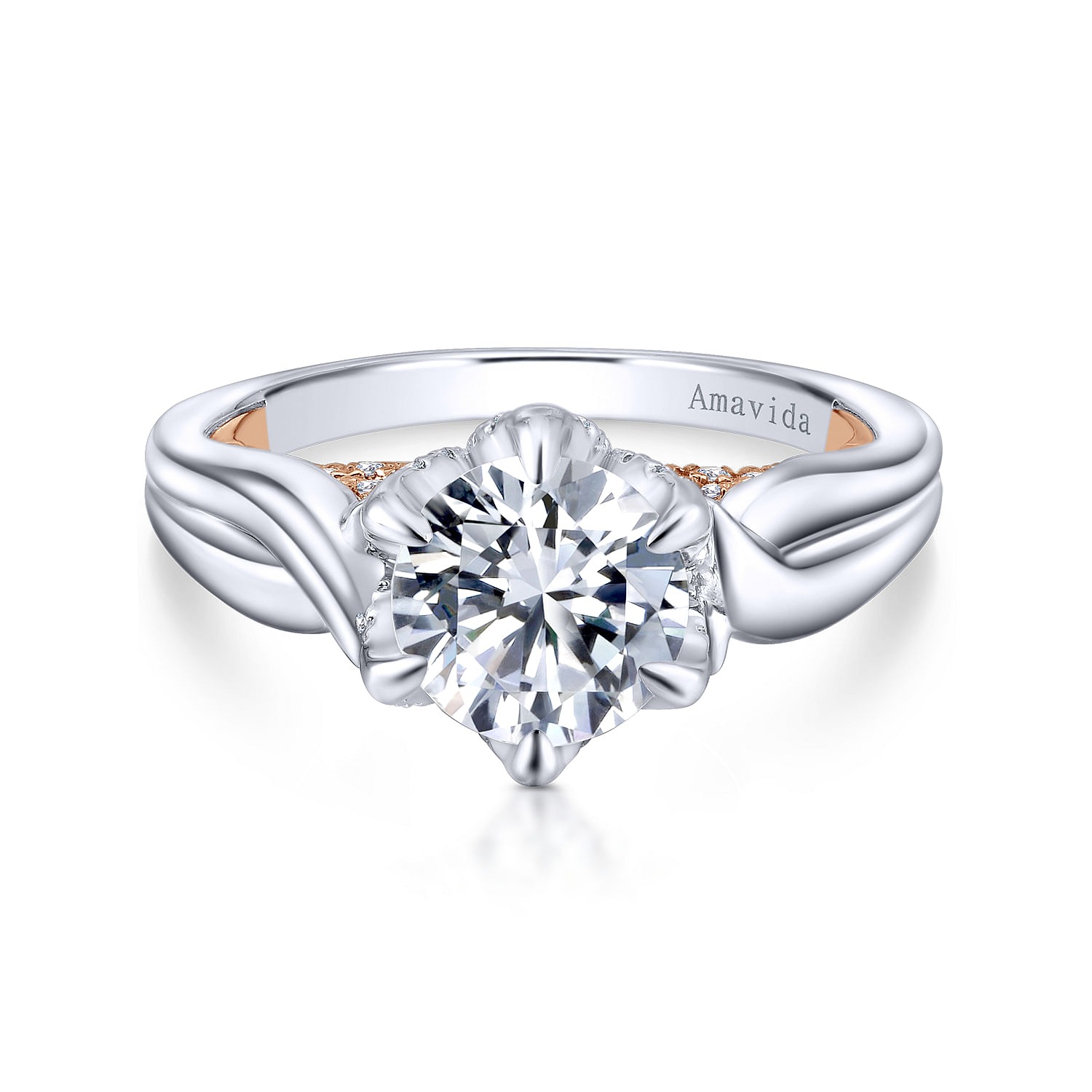 Gabriel - 18K White-Rose Gold Round Diamond Twisted Engagement Ring