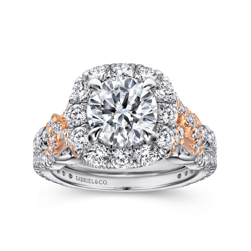 18K White-Rose Gold Round Halo Diamond Engagement Ring 18K White-Rose Gold Round Halo Diamond Engagement Ring