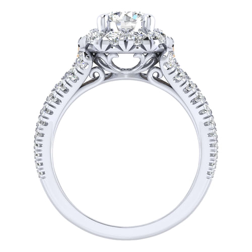 18K White-Rose Gold Round Halo Diamond Engagement Ring