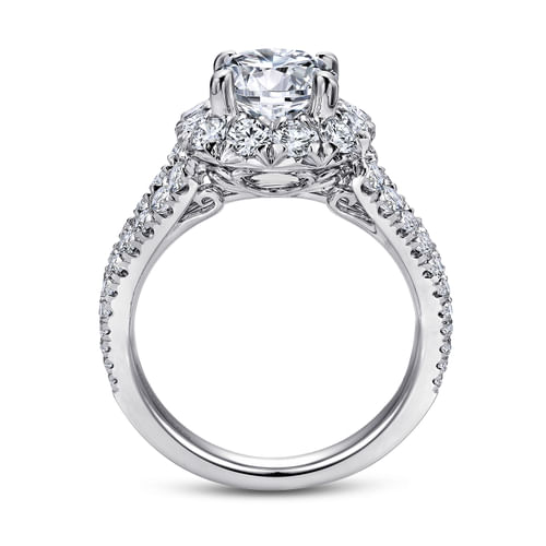 18K White-Rose Gold Round Halo Diamond Engagement Ring