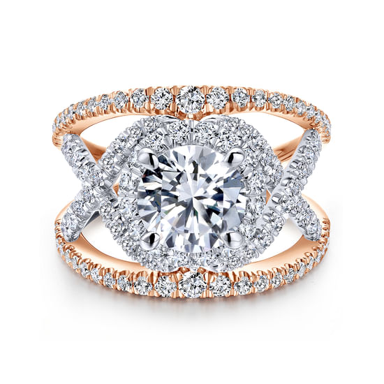Gabriel - 18K White-Rose Gold Round Halo Diamond Engagement Ring