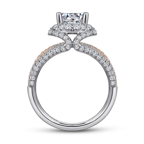 18K White-Rose Gold Round Halo Diamond Engagement Ring 18K White-Rose Gold Round Halo Diamond Engagement Ring