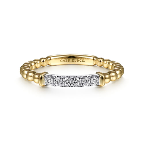 18K White-Yellow Gold Bujukan Band with Diamond Pavé Center Bar