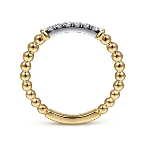 18K White-Yellow Gold Bujukan Band with Diamond Pavé Center Bar