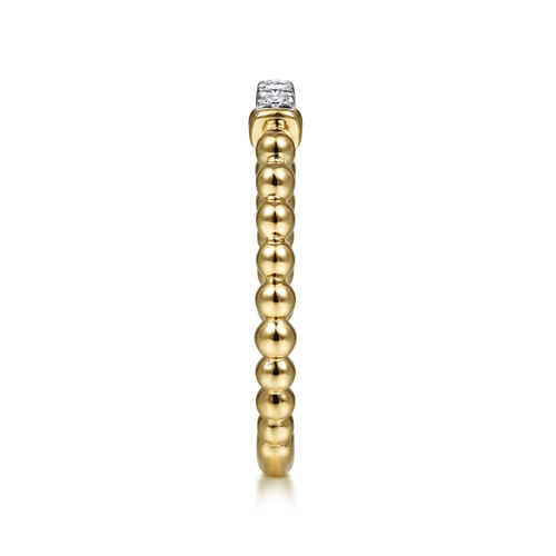 18K White-Yellow Gold Bujukan Band with Diamond Pavé Center Bar