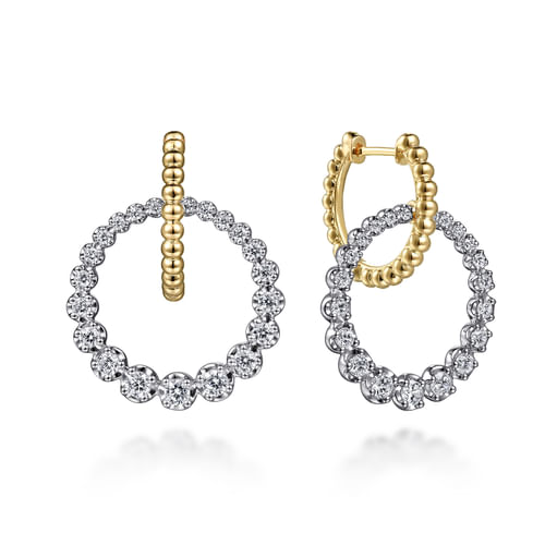 18K White-Yellow Gold Bujukan Diamond Circle Huggies