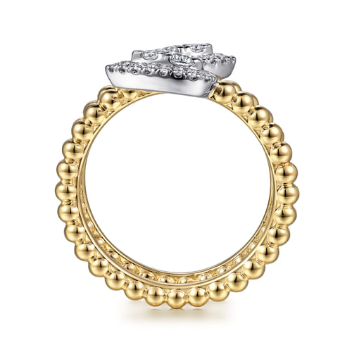 18K White-Yellow Gold Bujukan Wrap Ring with Teardrop Diamonds 