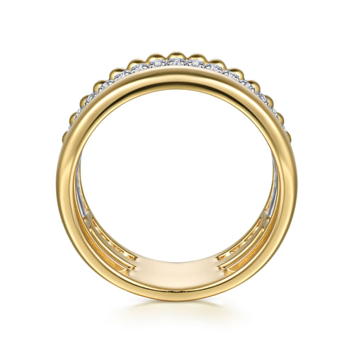 18K White-Yellow Gold Diamond Bujukan Easy Stackable Ring