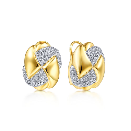 Gabriel - 18K White-Yellow Gold High Polished Diamond Huggies