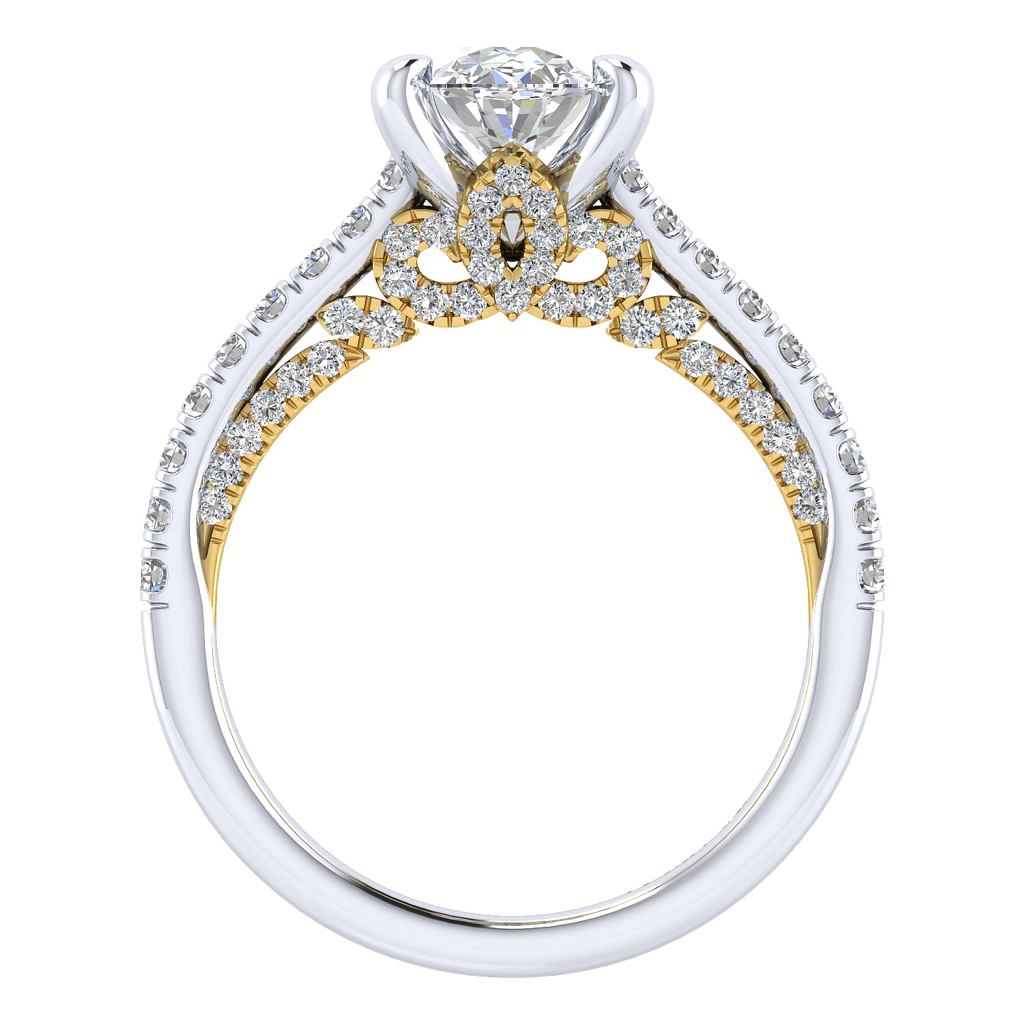 18K White-Yellow Gold Oval Diamond Engagement Ring