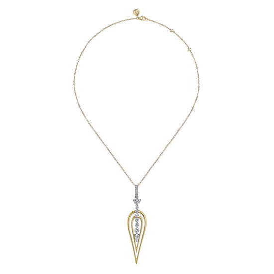 18K White and Yellow Gold Diamond Drop Pendant Necklace angle 2