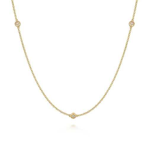 18K White and Yellow Gold Station Necklace with Diamonds 