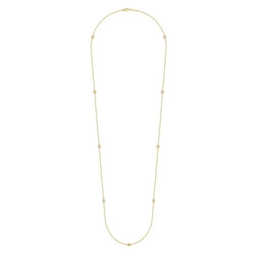 18K White and Yellow Gold Station Necklace with Diamonds 