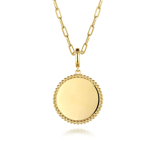 18K Yellow Gold 24mm Bujukan Round Personalized Medallion Pendant