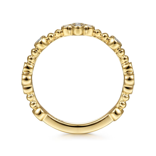 18K Yellow Gold Bezel Set Diamond Quatrefoil Station Ring