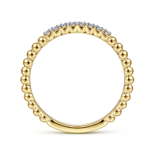 18K Yellow Gold Bujukan Bead and Diamond Stackable Ring