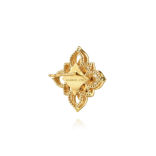 18K Yellow Gold Bujukan and Diamond Floral Stud Earrings