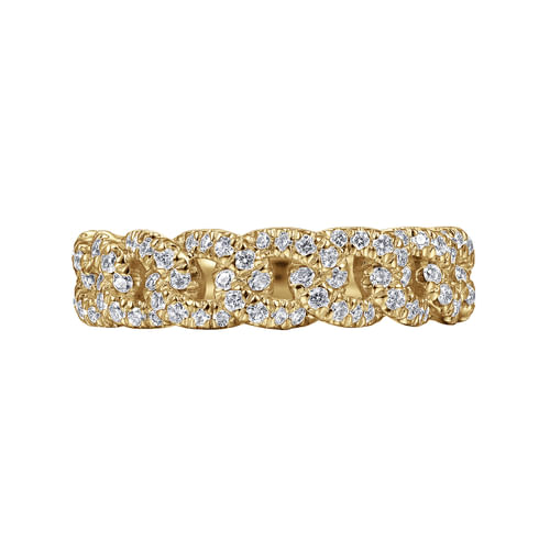 18K Yellow Gold Chain Link Stackable Diamond Ring