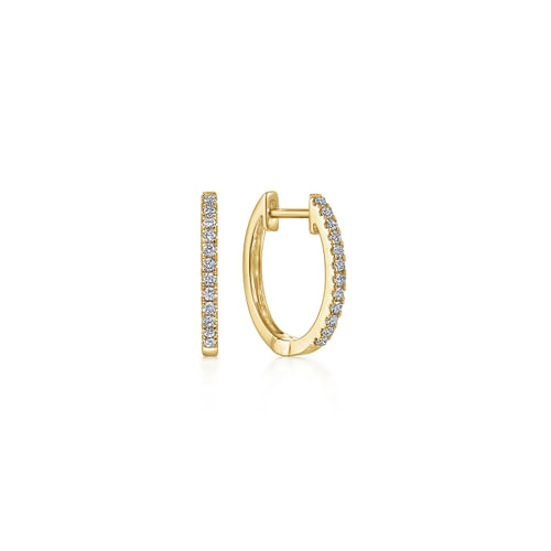 18K Yellow Gold Classic 15mm Pav¿ª Diamond Huggies