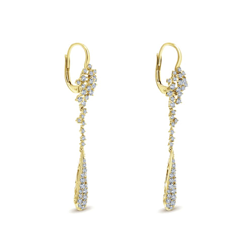 18K Yellow Gold Constellation Linear Drop Diamond Earrings